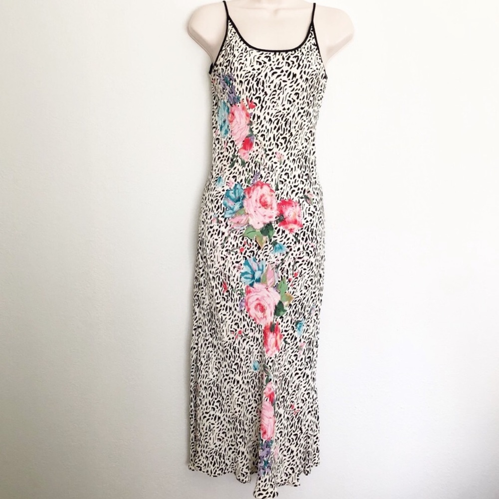 VINTAGE Animal/Floral Print Midi Dress